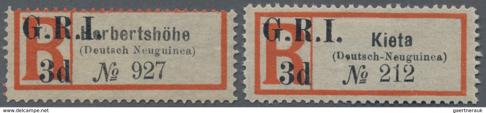 Deutsch-Neuguinea - Britische Besetzung: 1914, Zwei Einschreibzettel Mit Aufdruckabart "fehlender Pu - Duits-Nieuw-Guinea