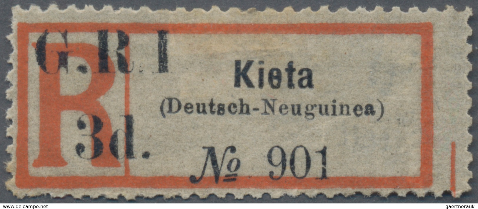 Deutsch-Neuguinea - Britische Besetzung: 1914, 3d. Auf Einschreibzettel "Kieta (Deutsch-Neuguinea)" - Duits-Nieuw-Guinea