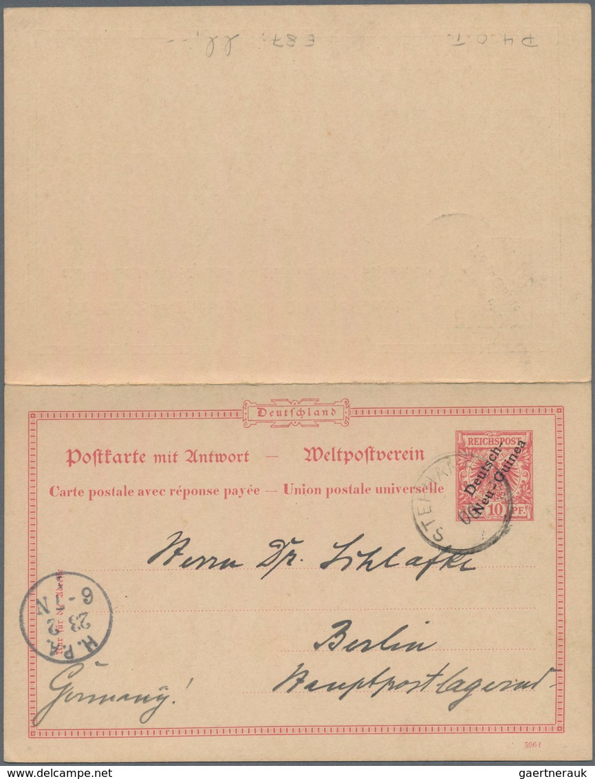 Deutsch-Neuguinea - Ganzsachen: 1900, Gebrauchte Ganzsachenpostkarte Mit Bezahlter Antwort Mit Schwa - Deutsch-Neuguinea
