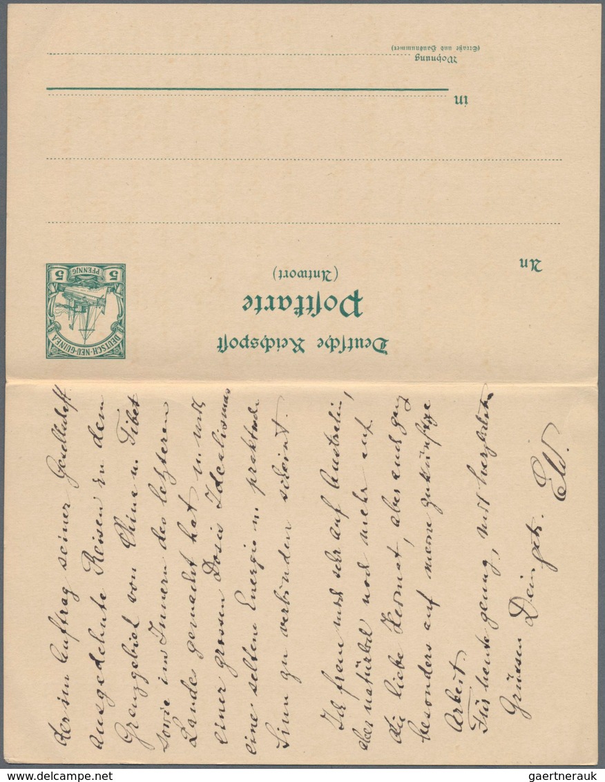 Deutsch-Neuguinea - Ganzsachen: 1908, Bedarfs- Und Portogerecht Gebrauchte Ganzsachenpostkarte Mit B - German New Guinea