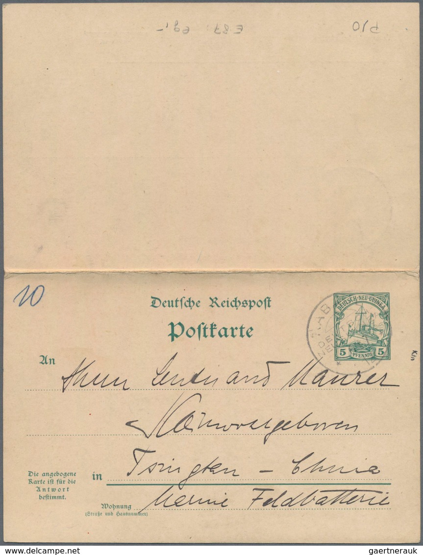 Deutsch-Neuguinea - Ganzsachen: 1912, Bedarfs- Und Portogerecht Gebrauchte Ganzsachenpostkarte Mit B - German New Guinea