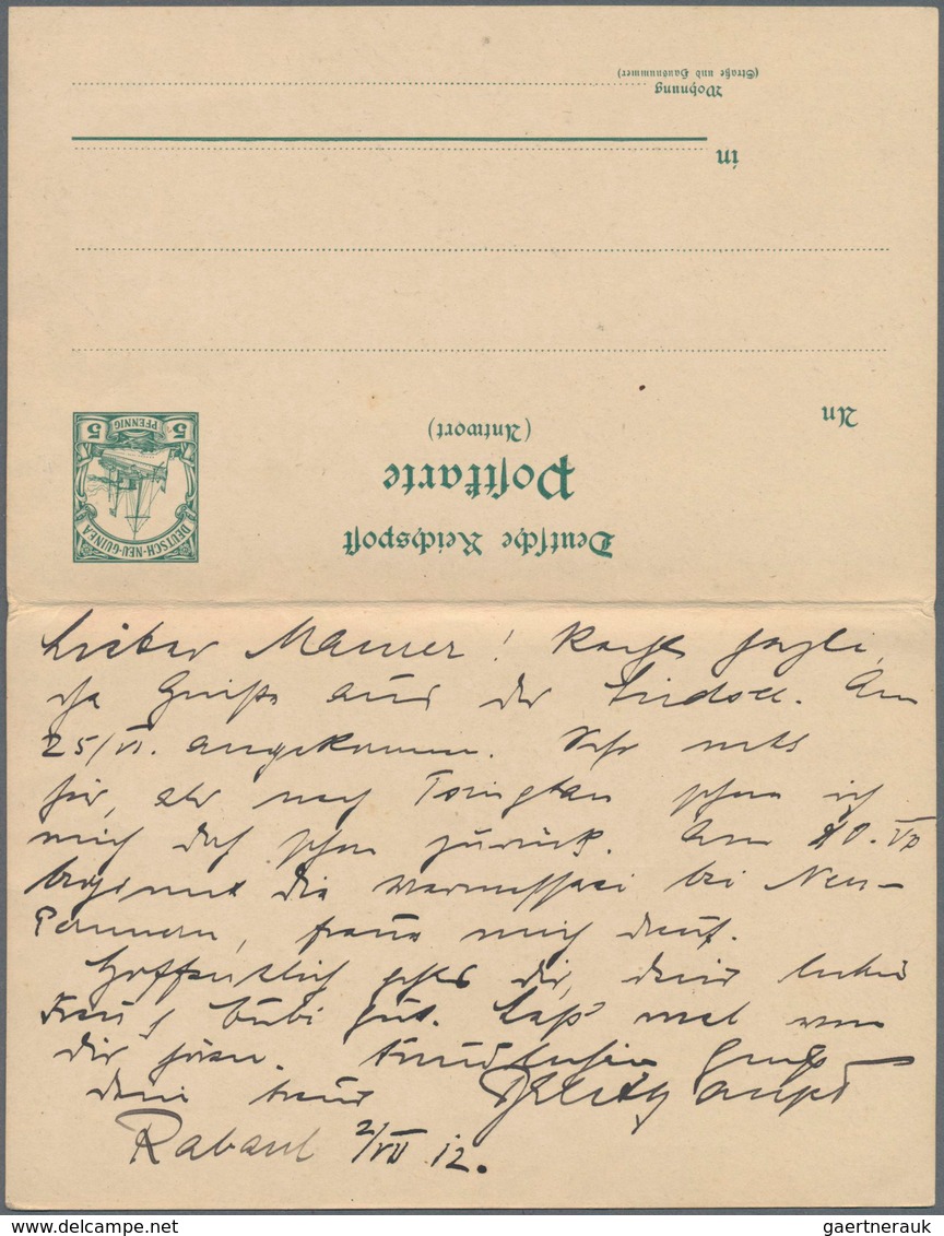 Deutsch-Neuguinea - Ganzsachen: 1912, Bedarfs- Und Portogerecht Gebrauchte Ganzsachenpostkarte Mit B - Deutsch-Neuguinea