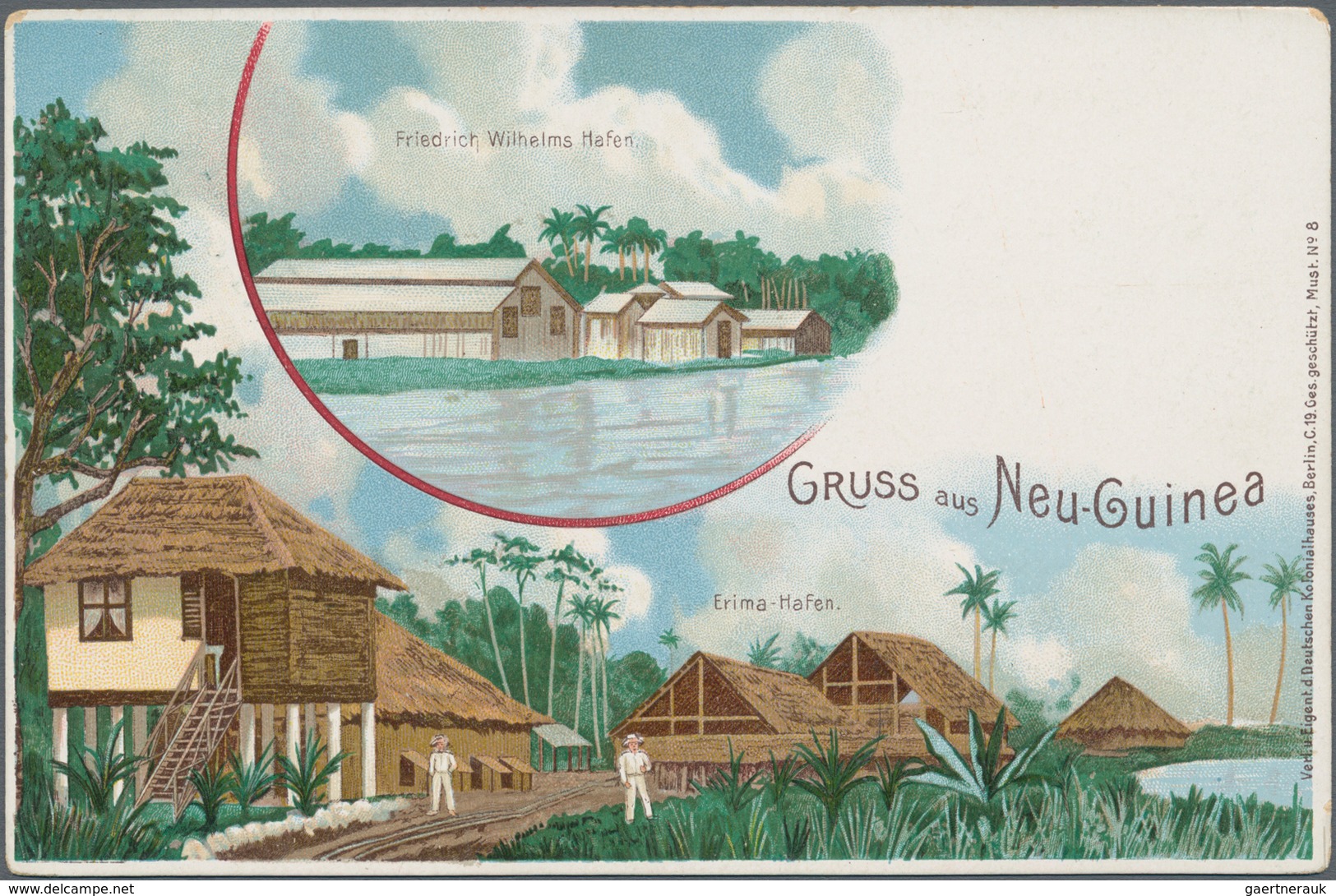 Deutsch-Neuguinea - Ganzsachen: 1899, Gebrauchte Privatganzsachen-Litho-Karte "Gruss Aus Neuguinea" - German New Guinea