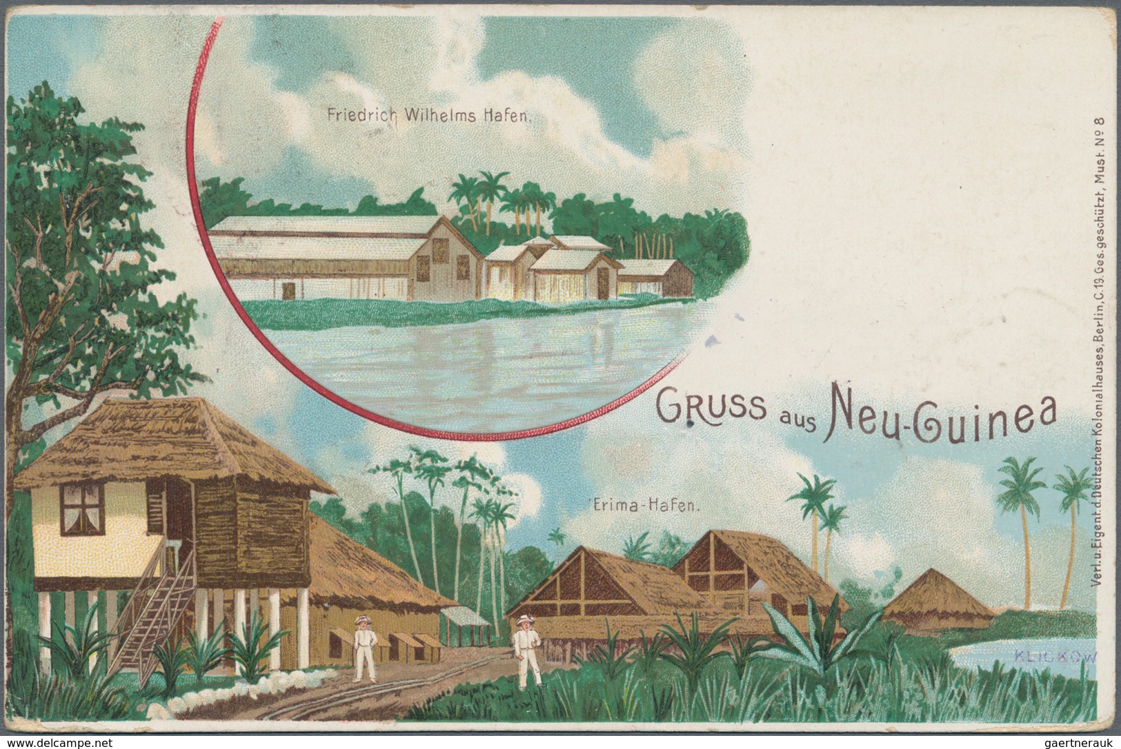 Deutsch-Neuguinea - Ganzsachen: 1898, Gebrauchte Privatganzsachen-Litho-Karte "Gruss Aus Neuguinea" - Deutsch-Neuguinea