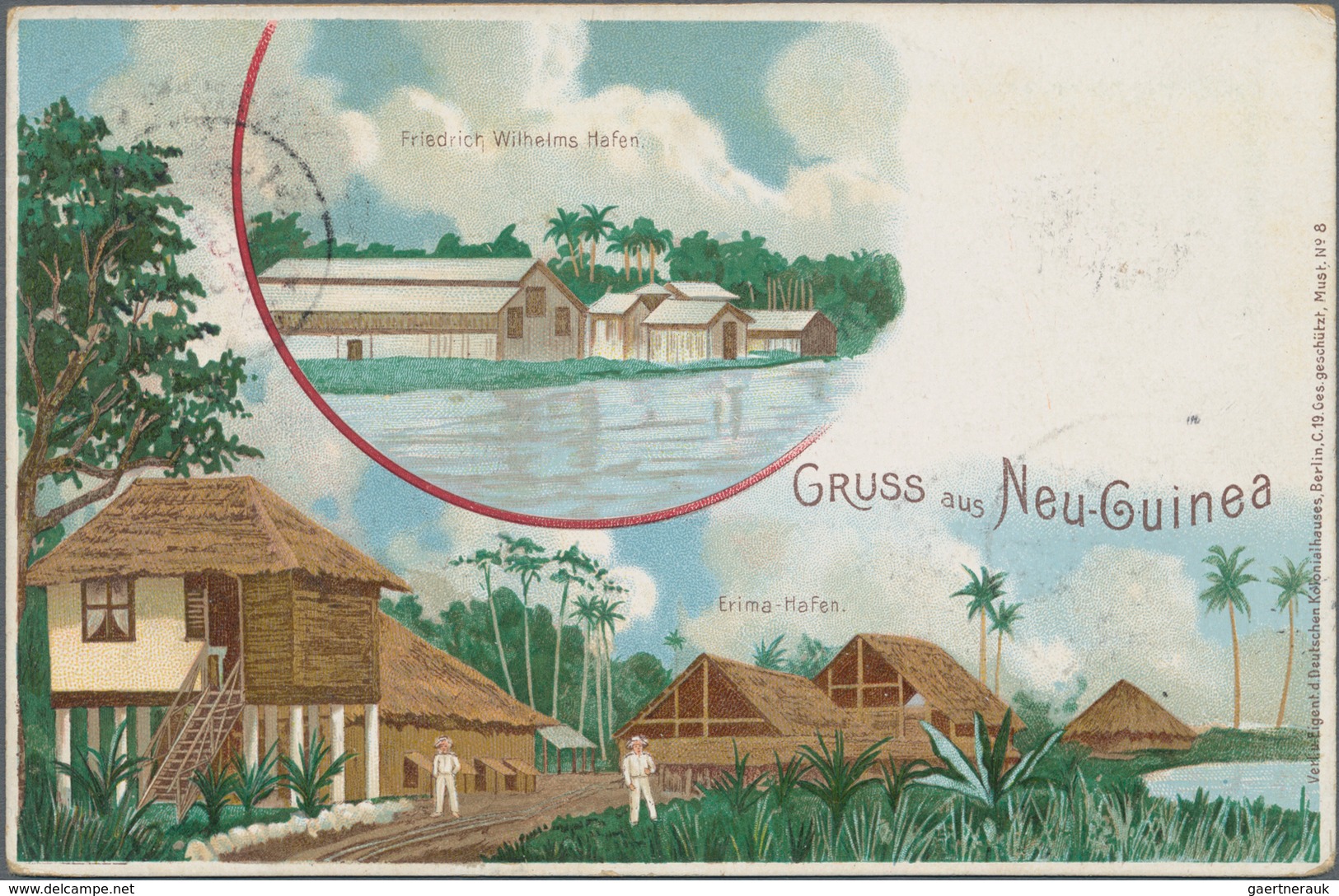 Deutsch-Neuguinea - Ganzsachen: 1898, Gebrauchte Privatganzsachen-Litho-Karte "Gruss Aus Neuguinea" - German New Guinea