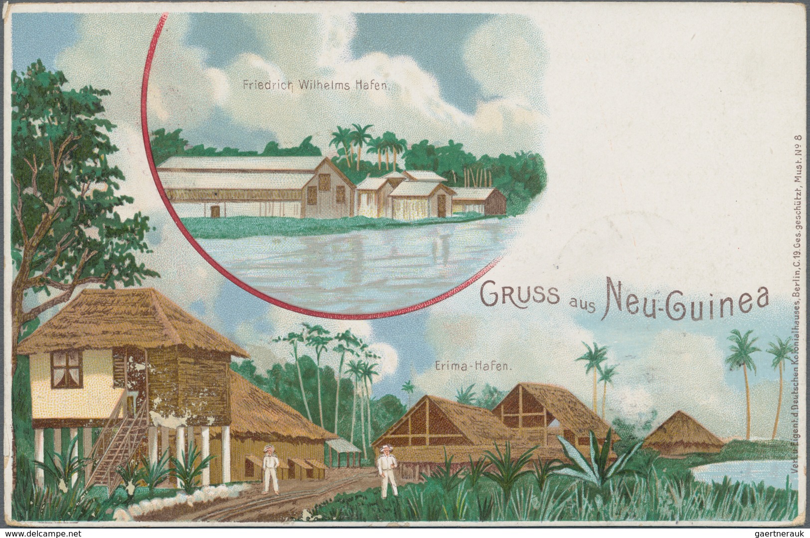 Deutsch-Neuguinea - Ganzsachen: 1899, Gebrauchte Privatganzsachen-Litho-Karte "Gruss Aus Neuguinea" - German New Guinea