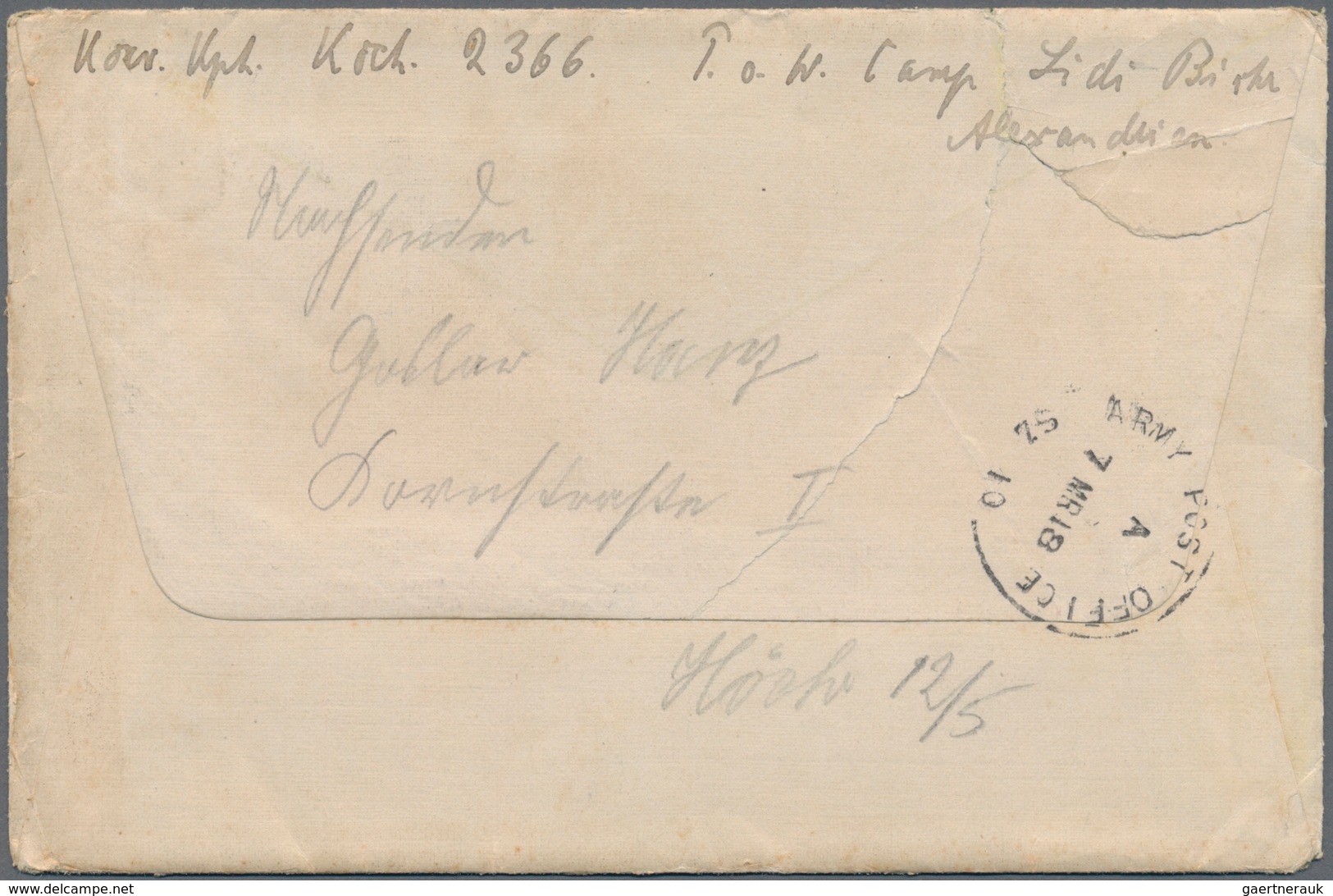 Deutsch-Ostafrika: 1918, SMS KÖNIGSBERG-KRIEGSGEFANGENENPOST, Brief Mit Absenderangabe "Korv.Kpt.Koc - German East Africa