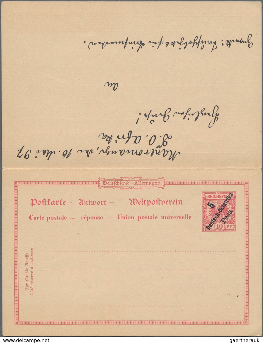 Deutsch-Ostafrika - Ganzsachen: 1896, Gebrauchte Ganzsachenpostkarte Mit Bezahlter Antwort Und Schwa - German East Africa