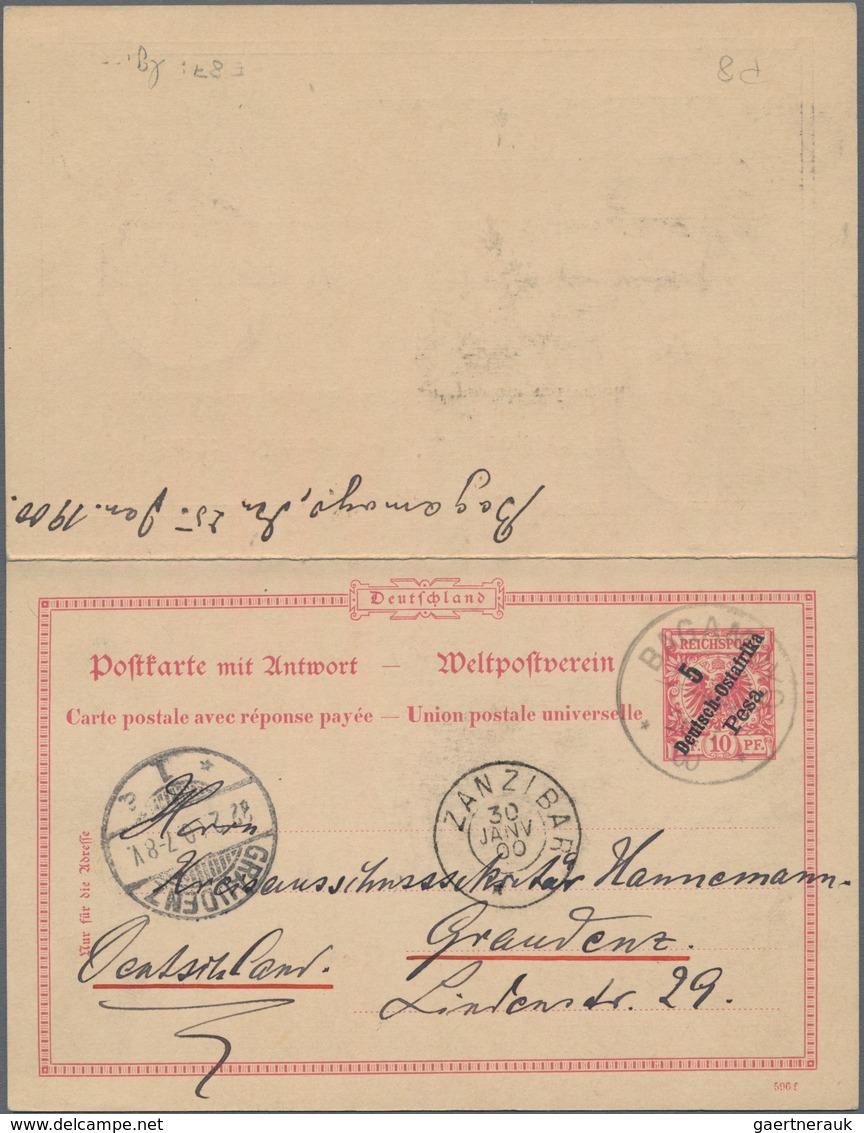 Deutsch-Ostafrika - Ganzsachen: 1896, Gebrauchte Ganzsachenpostkarte Mit Bezahlter Antwort Und Schwa - German East Africa