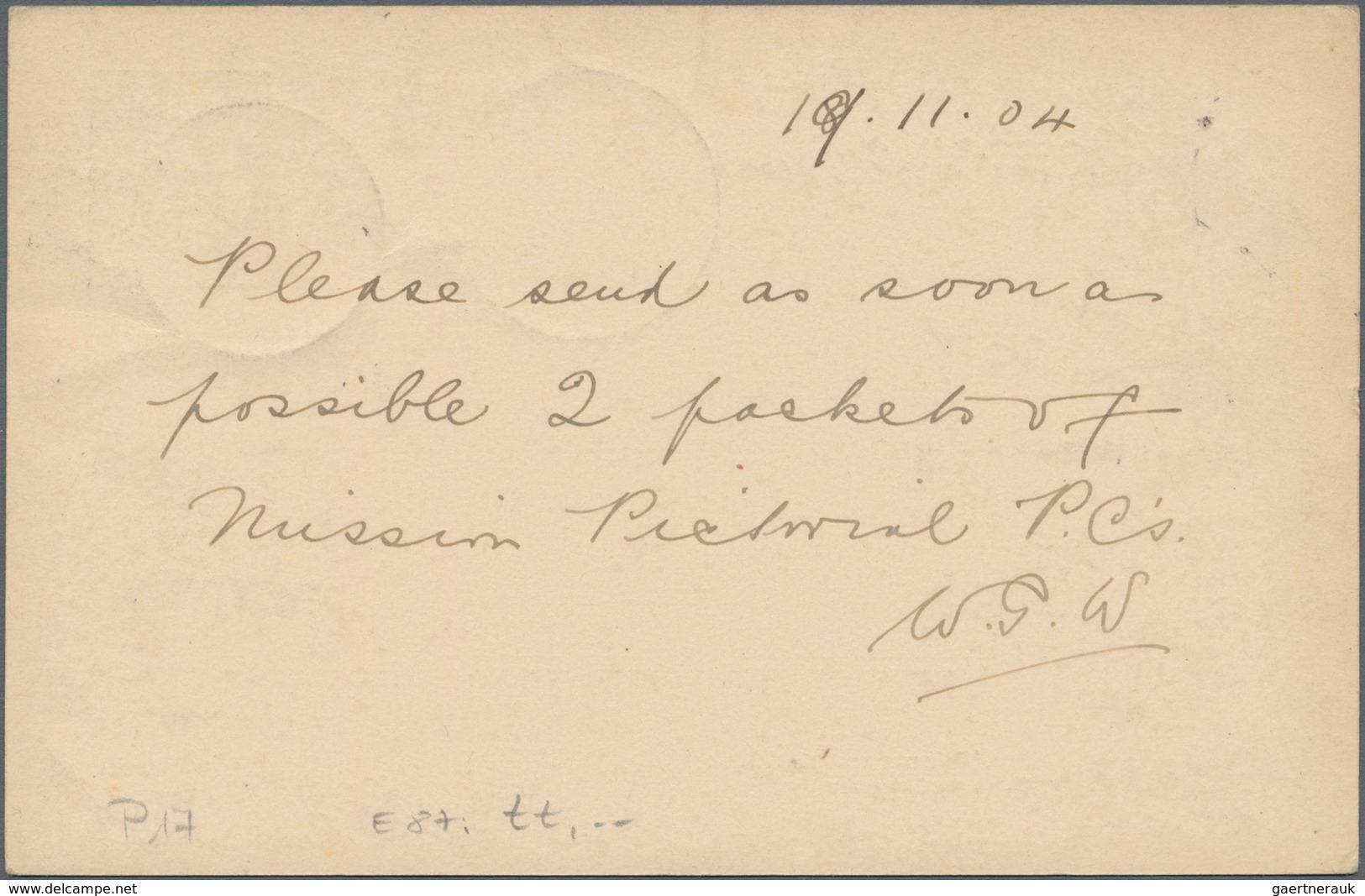 Deutsch-Ostafrika - Ganzsachen: 1904, Bedarfs- Und Portogerecht Verwendete Ganzsachenpostkarte Wst. - German East Africa