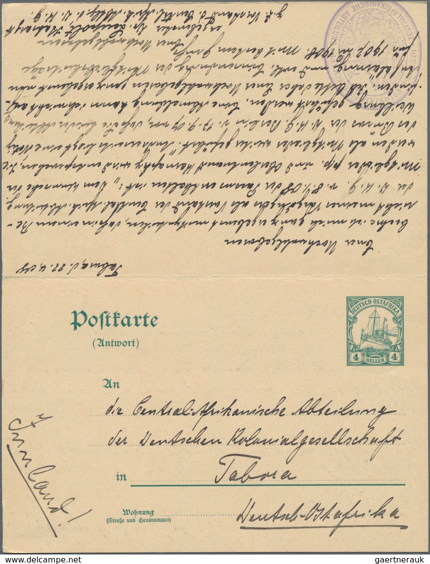 Deutsch-Ostafrika - Ganzsachen: 1908, Bedarfs- Und Portogerecht Verwendete Ganzsachenpostkarte Mit B - Deutsch-Ostafrika