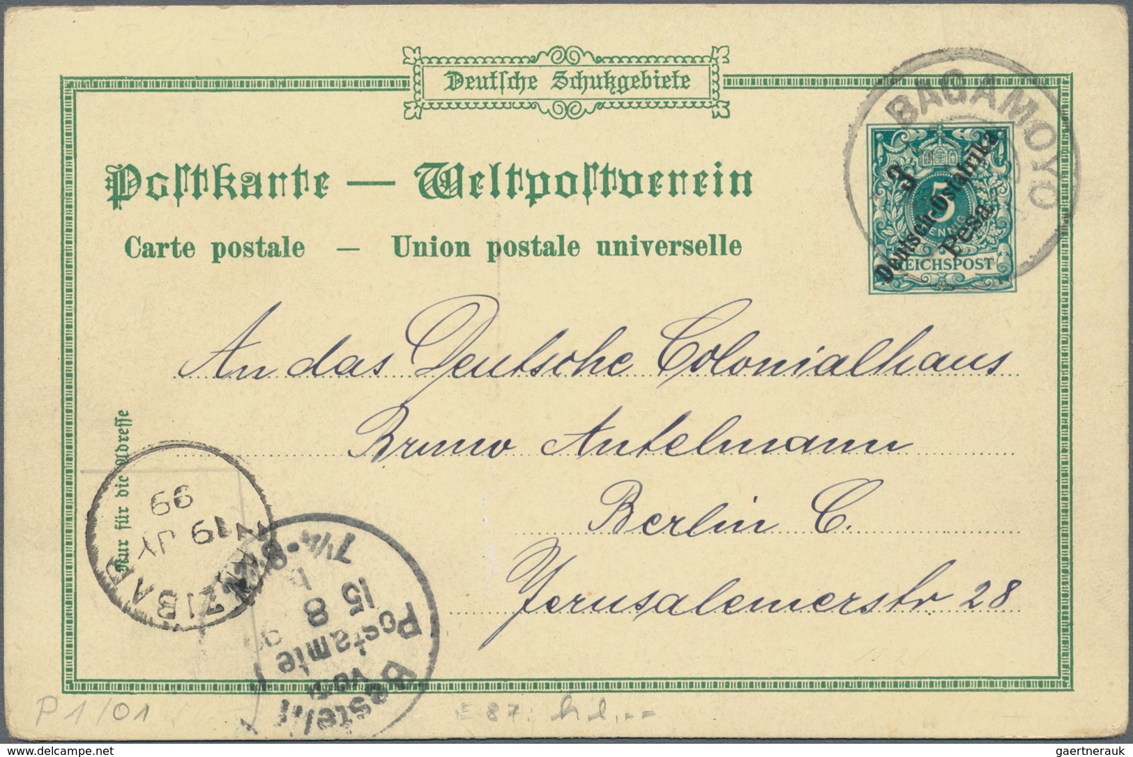 Deutsch-Ostafrika - Ganzsachen: 1898/99, vier gebrauchte private Ganzsachenpostkarten alle mit Wst.