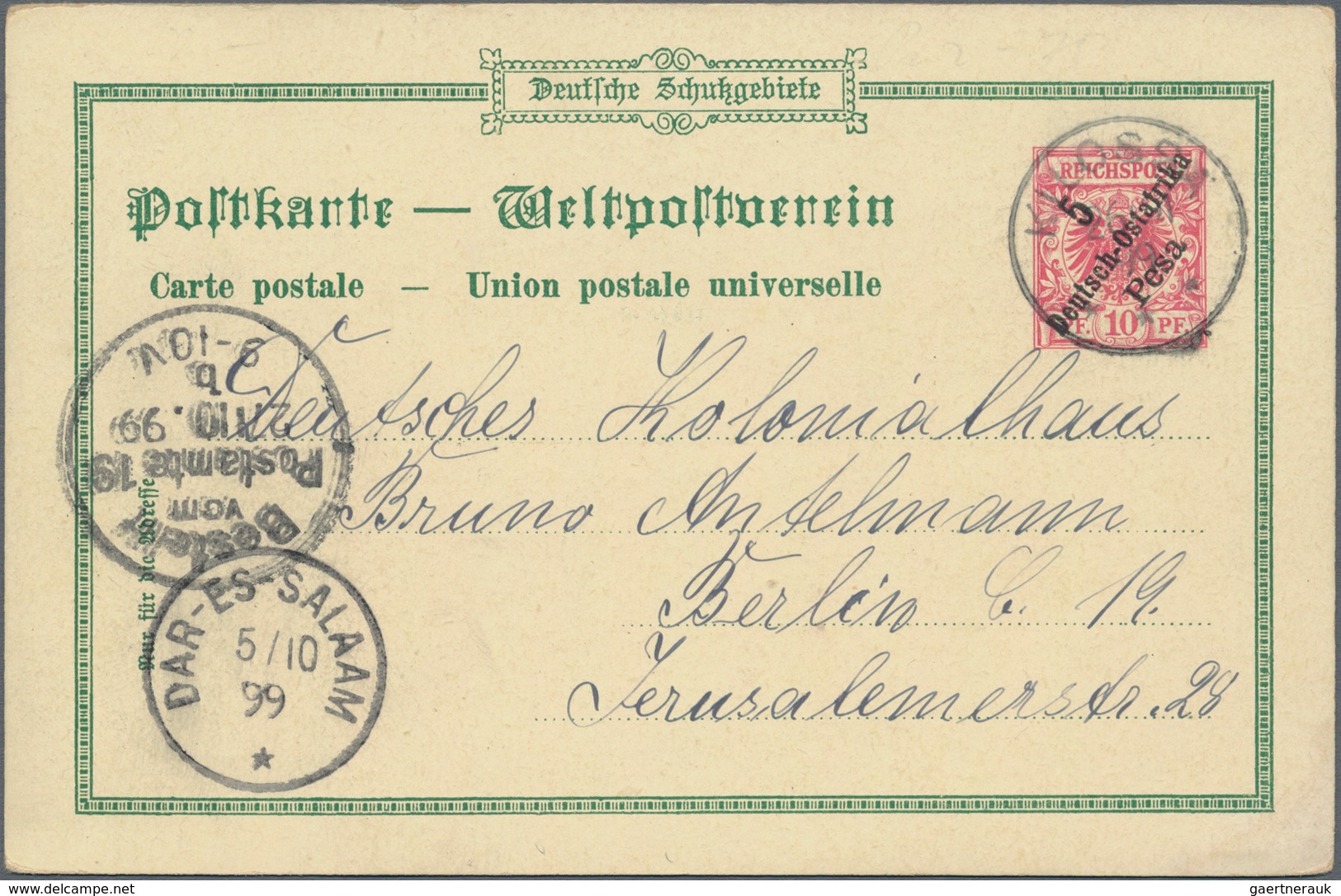 Deutsch-Ostafrika - Ganzsachen: 1898/99, Vier Gebrauchte Private Ganzsachenpostkarten Wst. Adler 10 - Deutsch-Ostafrika