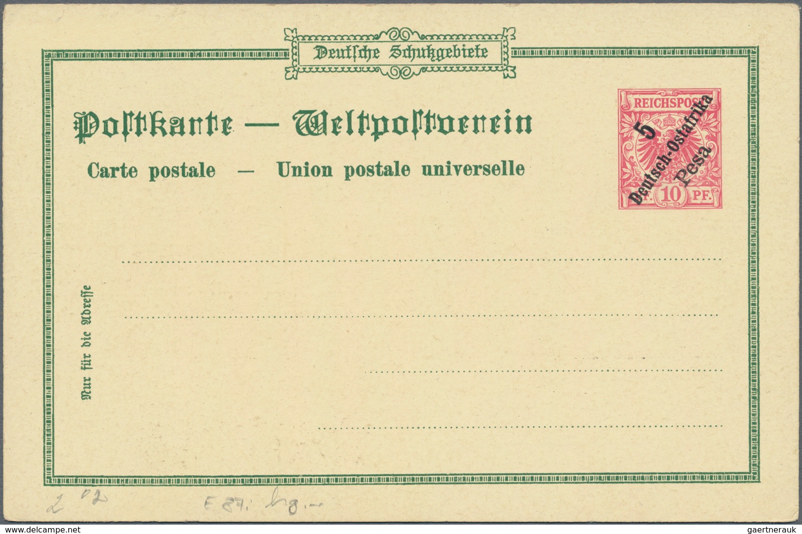 Deutsch-Ostafrika - Ganzsachen: 1898, Vier Ungebrauchte Private Ganzsachenpostkarten Wst. Adler 10 P - Duits-Oost-Afrika