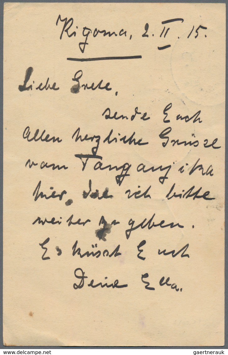 Deutsch-Ostafrika - Stempel: 1915, Ganzsache P 23 Aus Kigoma 2.2.15 (Grußpost Aus Tanganjika) Via "M - Duits-Oost-Afrika