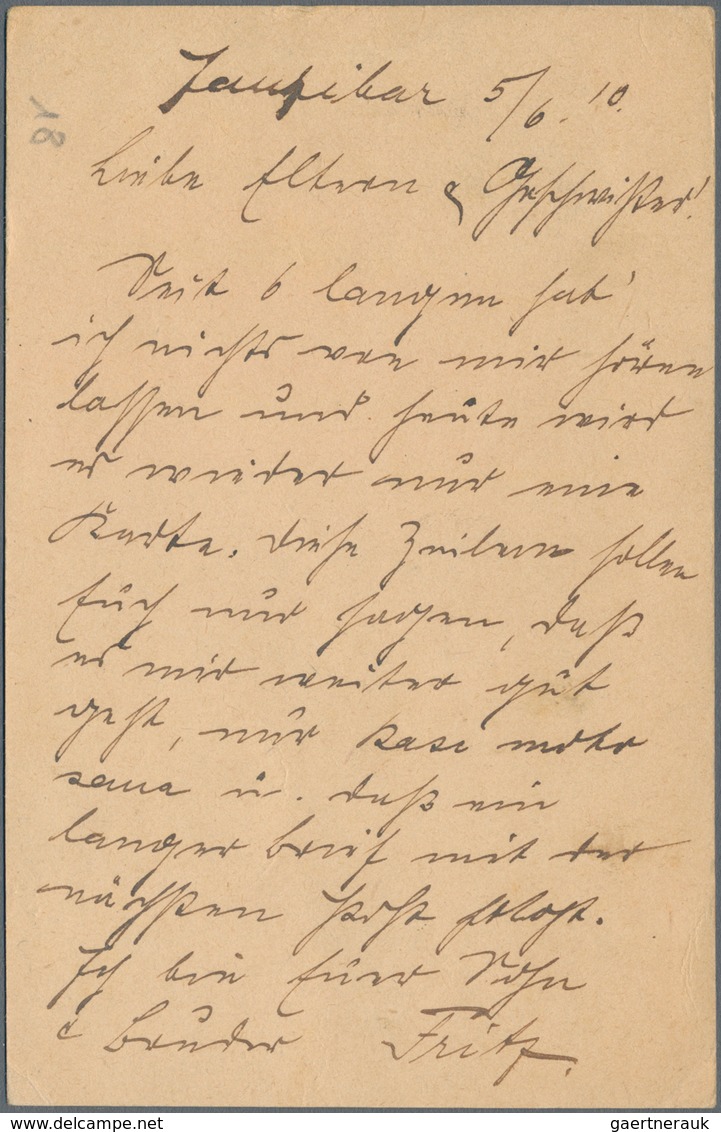 Deutsch-Ostafrika - Besonderheiten: 1910 (5.6.), "DEUTSCHE SEEPOST OST-AFRIKA-LINIE * R" (Dampfer "A - German East Africa