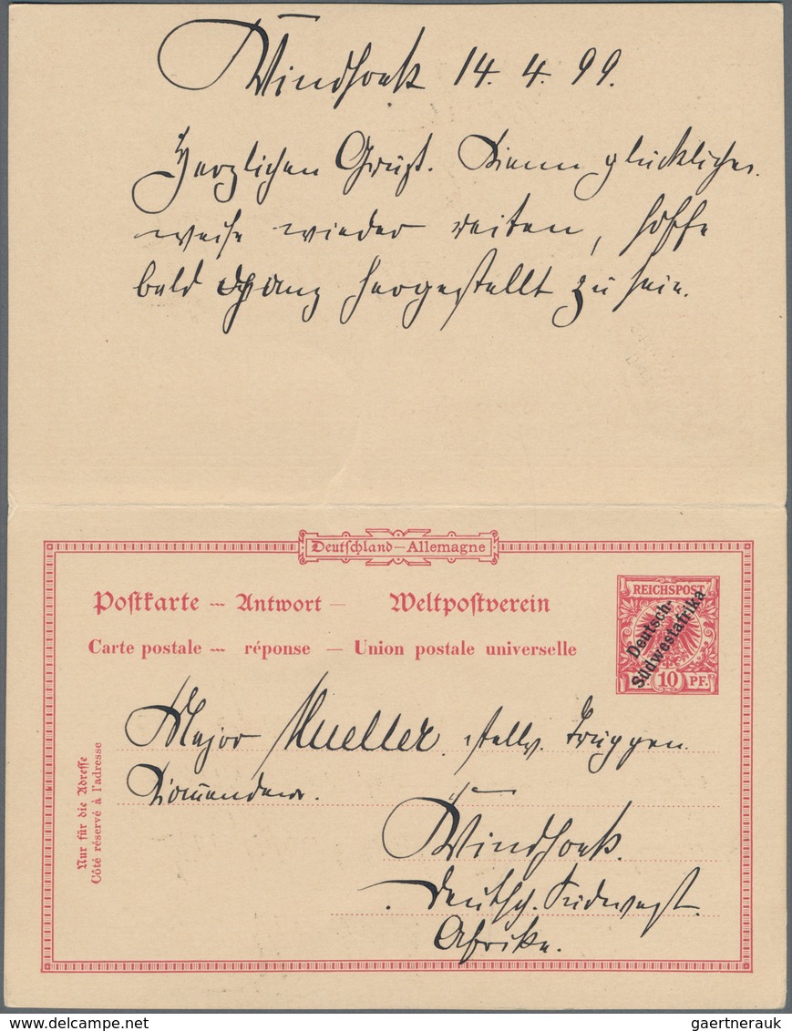 Deutsch-Südwestafrika - Ganzsachen: 1899, Gebrauchte Ganzsachenpostkarte Mit Bezahlter Antwort Und S - German South West Africa