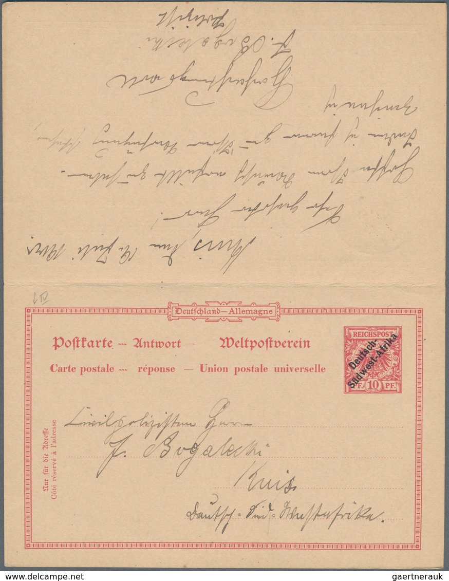 Deutsch-Südwestafrika - Ganzsachen: 1900, Gebrauchte Ganzsachenpostkarte Mit Bezahlter Antwort Und S - Duits-Zuidwest-Afrika