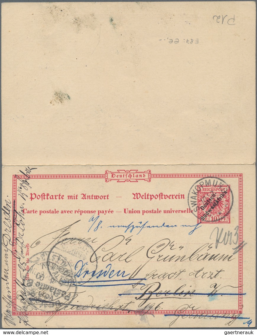 Deutsch-Südwestafrika - Ganzsachen: 1900, Gebrauchte Ganzsachenpostkarte Mit Bezahlter Antwort Und S - Duits-Zuidwest-Afrika