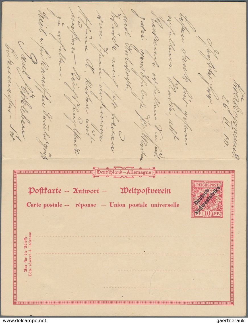 Deutsch-Südwestafrika - Ganzsachen: 1900, Gebrauchte Ganzsachenpostkarte Mit Bezahlter Antwort Und S - Deutsch-Südwestafrika