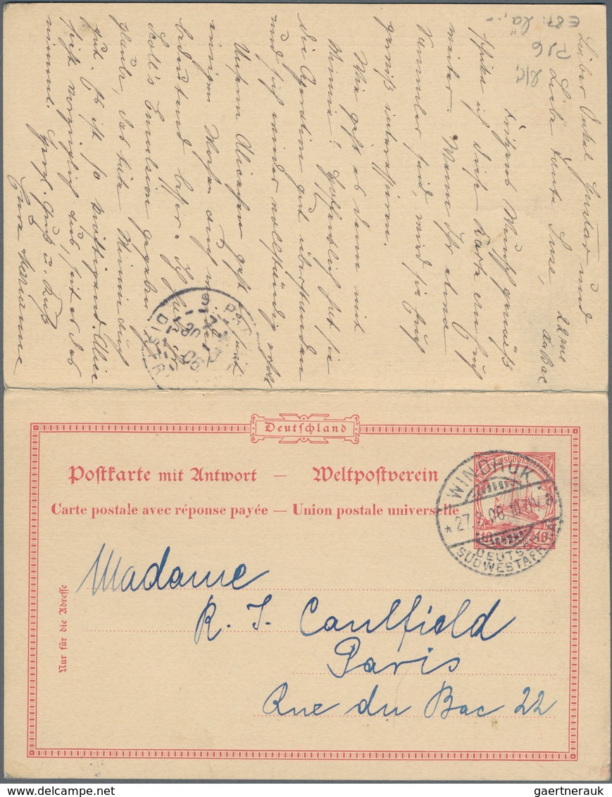 Deutsch-Südwestafrika - Ganzsachen: 1906, Bedarfs- Und Portogerecht Doppelt Verwendete Ganzsachenpos - German South West Africa