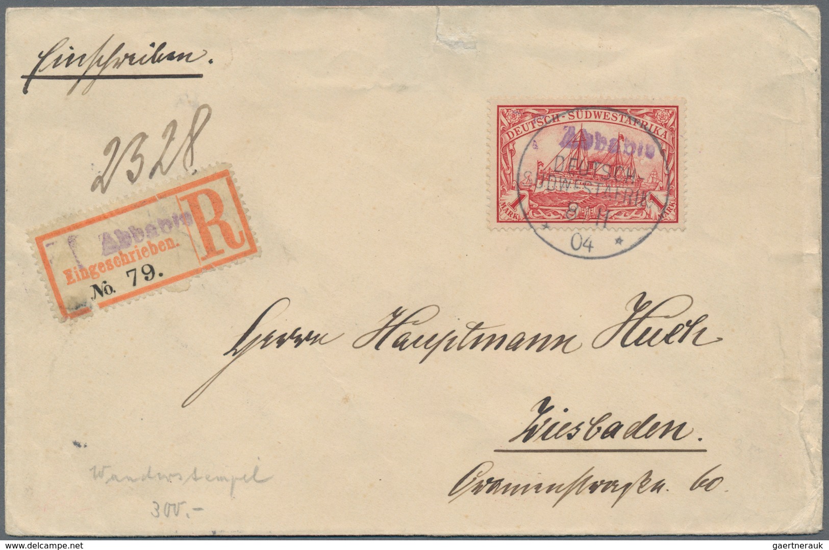 Deutsch-Südwestafrika - Stempel: ABBABIS: 1901, Wanderstempel 'Abbabis' Auf 1 M. Kaiseryacht Ohne Wa - Deutsch-Südwestafrika