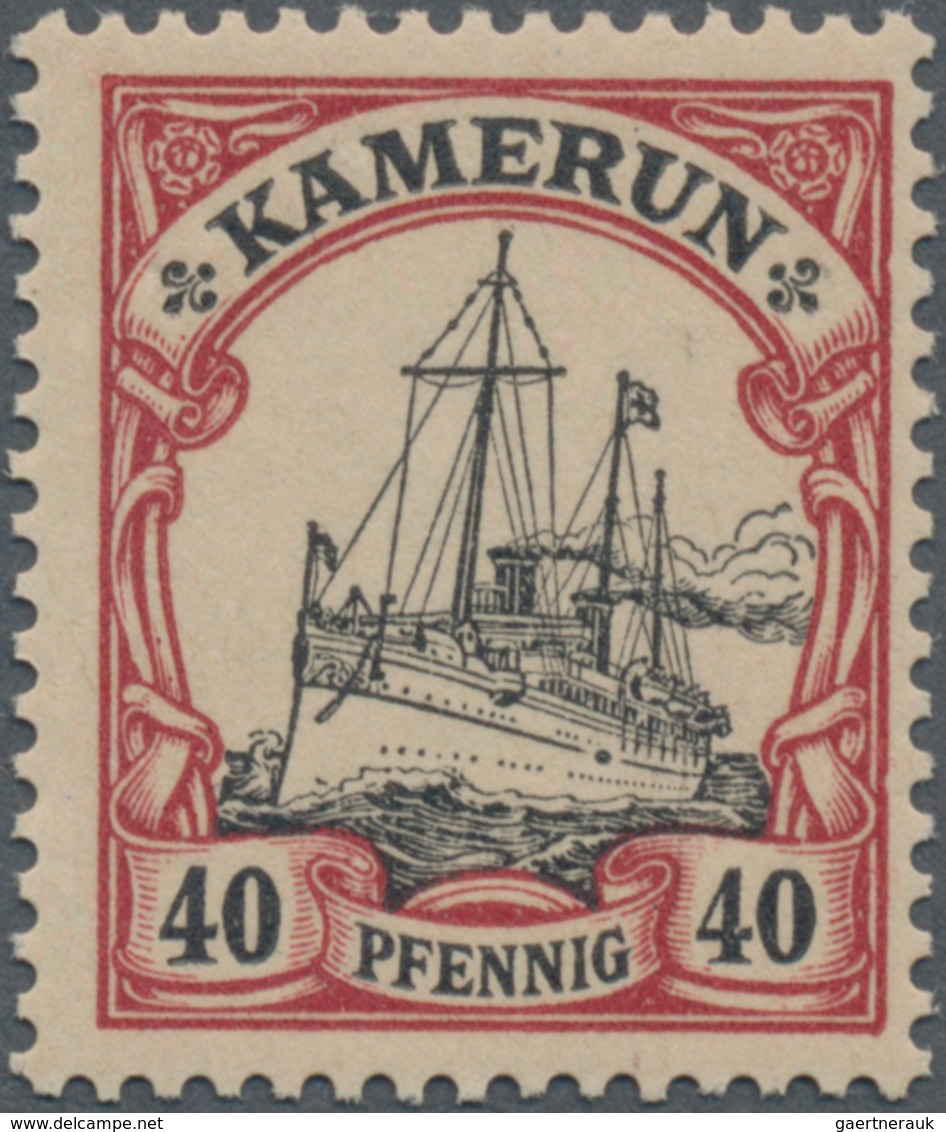 Deutsche Kolonien - Kamerun: 1900, 40 Pf. Kaiseryacht, (dunkelrötlich)karmin/schwarz Mit PF Ll(Punkt - Kamerun