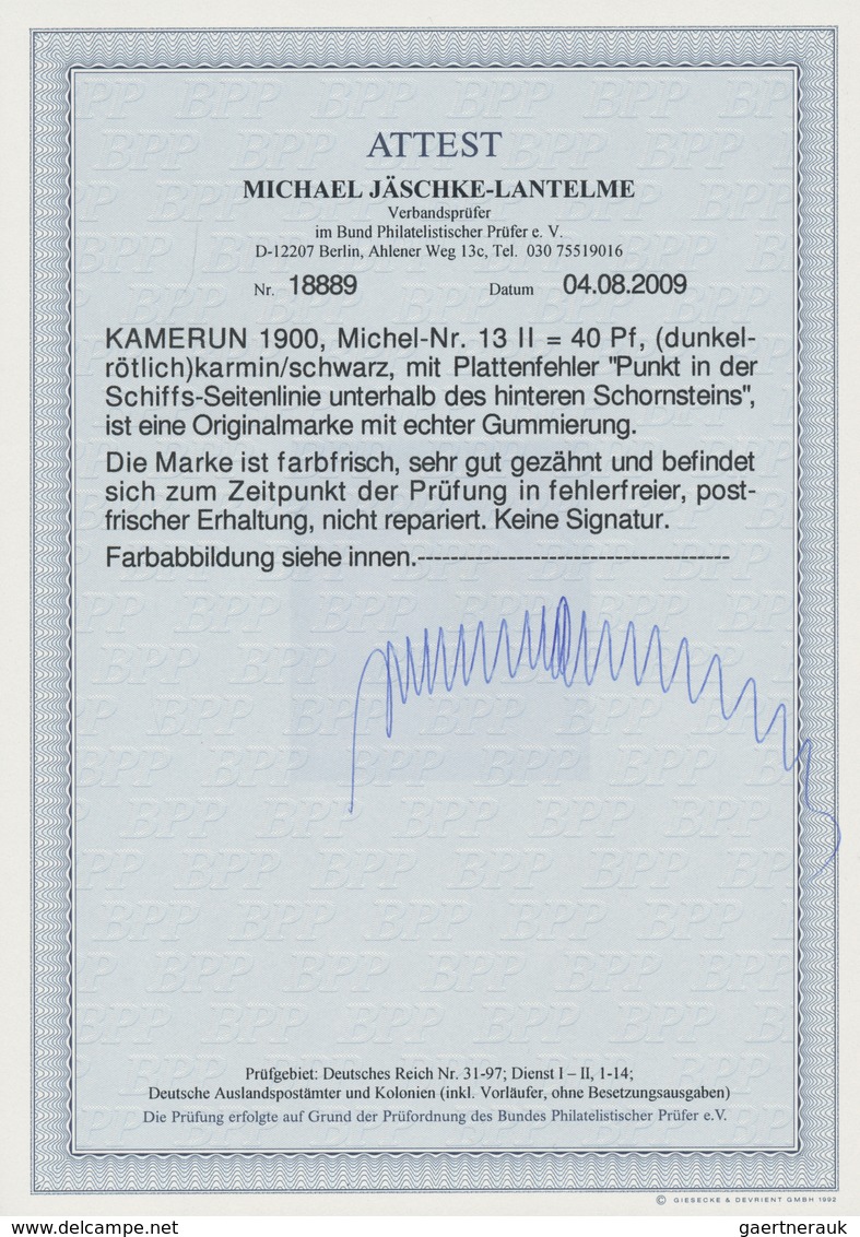 Deutsche Kolonien - Kamerun: 1900, 40 Pf. Kaiseryacht, (dunkelrötlich)karmin/schwarz Mit PF Ll(Punkt - Kamerun