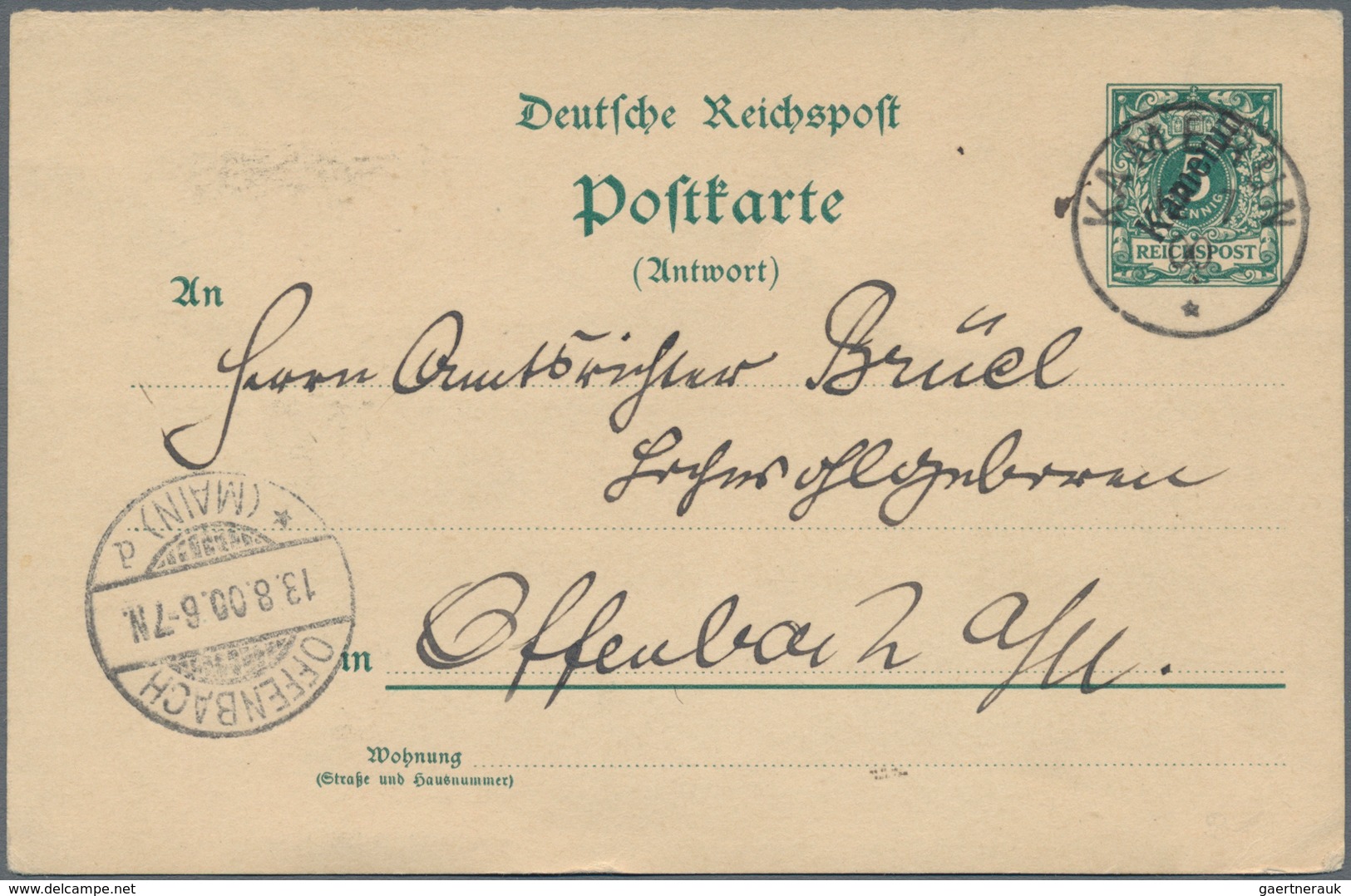 Deutsche Kolonien - Kamerun - Ganzsachen: 1900, Gebrauchte Ganzsachenpostkarte Mit Bezahlter Antwort - Cameroun