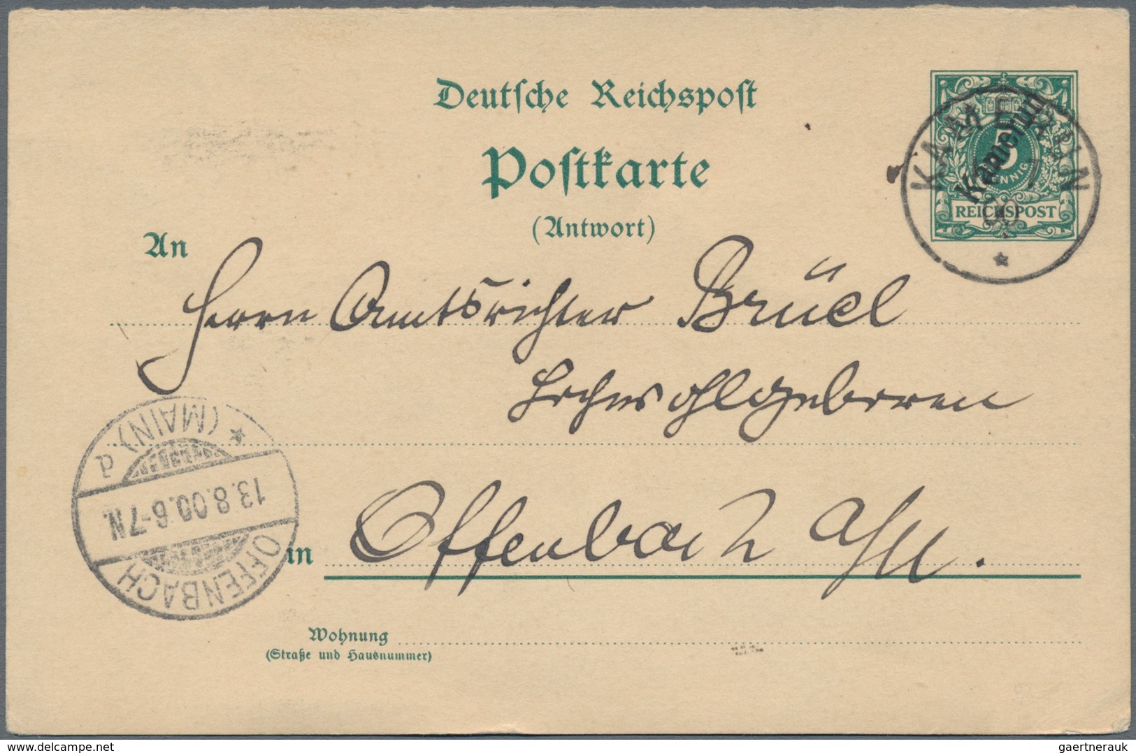 Deutsche Kolonien - Kamerun - Ganzsachen: 1900, Gebrauchte Ganzsachenpostkarte Mit Bezahlter Antwort - Kamerun