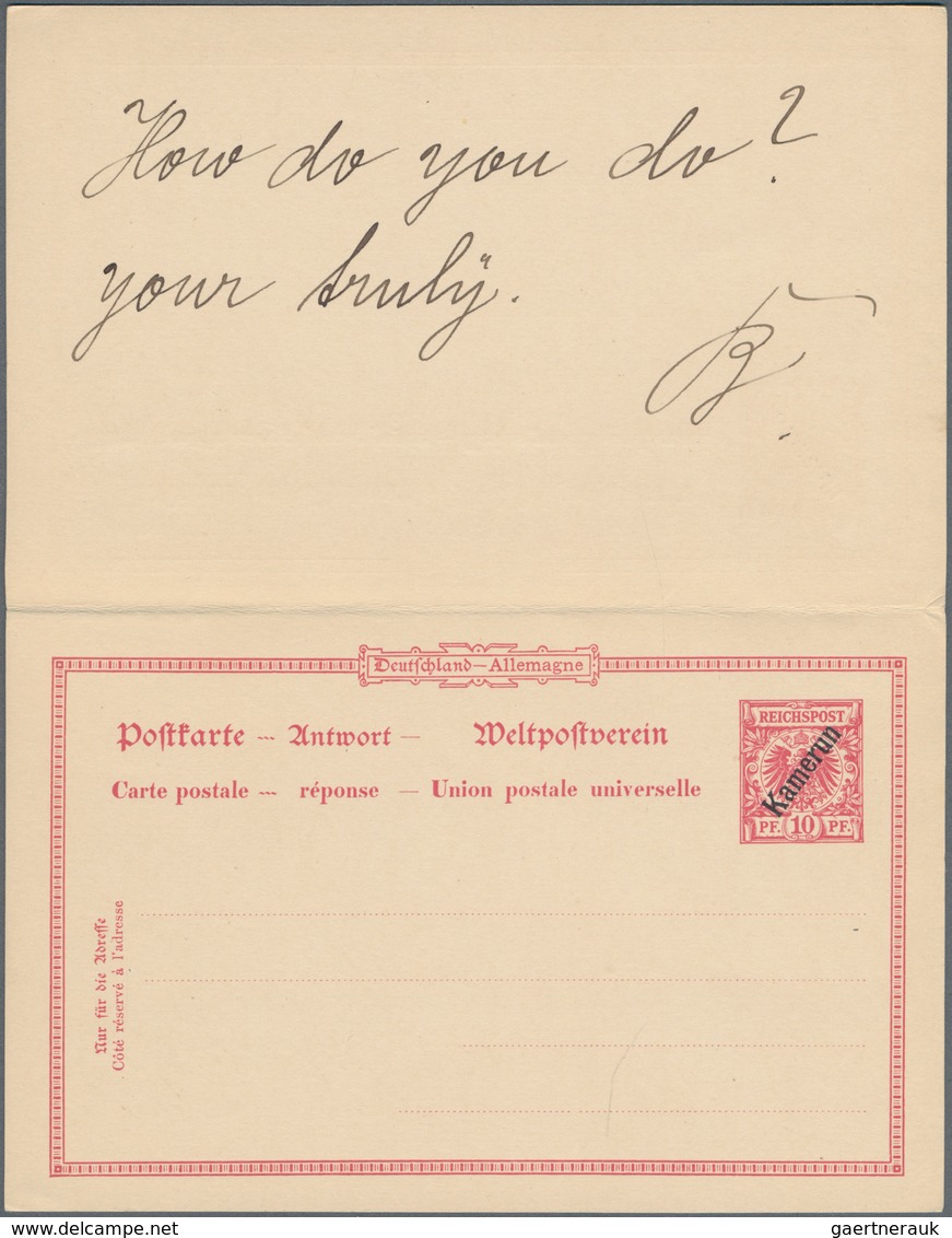 Deutsche Kolonien - Kamerun - Ganzsachen: 1900, Gebrauchte Ganzsachenpostkarte Mit Bezahlter Antwort - Kameroen