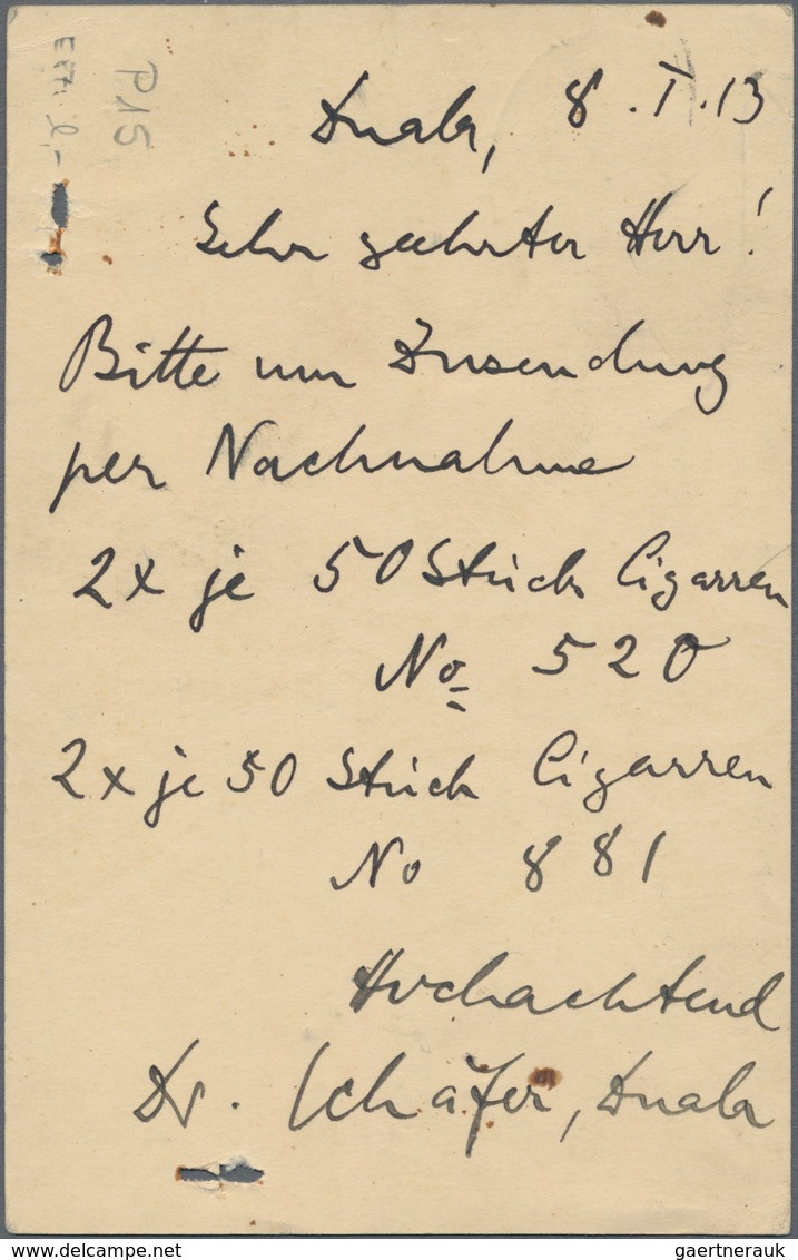 Deutsche Kolonien - Kamerun - Stempel: 1915, Bedarfs- Und Portogerecht Verwendete Ganzsachenpostkart - Cameroun