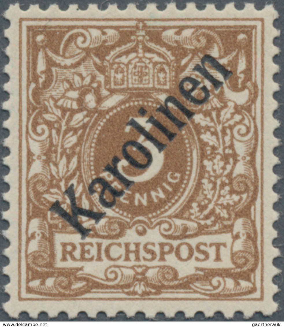 Deutsche Kolonien - Karolinen: 1899, 3 Pf. Krone/Adler, Lebhaftorangebraun, Diagonaler Aufdruck, Mit - Karolinen