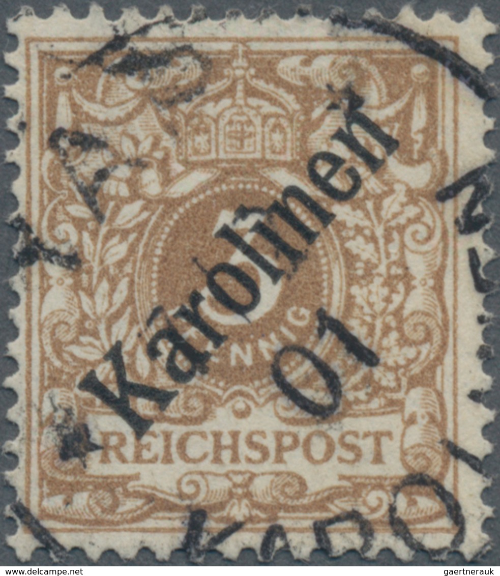 Deutsche Kolonien - Karolinen: 1899, 3 Pf. Krone/Adler, Lebhaftorangebraun, Diagonaler Aufdruck, Mit - Karolinen