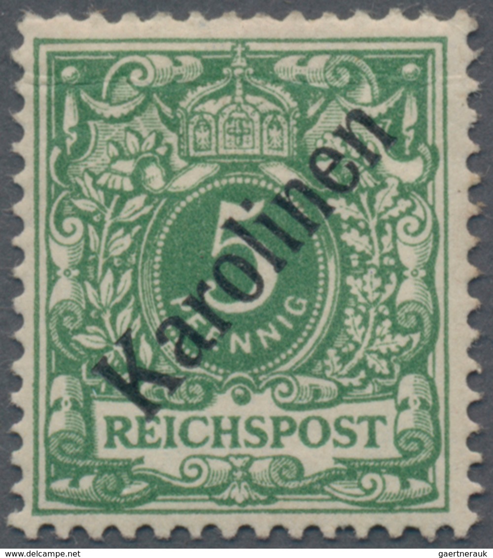 Deutsche Kolonien - Karolinen: 1899, 5 Pf. Opalgrün Mit Diagonalem Aufdruck 'Karolinen' (48°), Ungeb - Carolinen