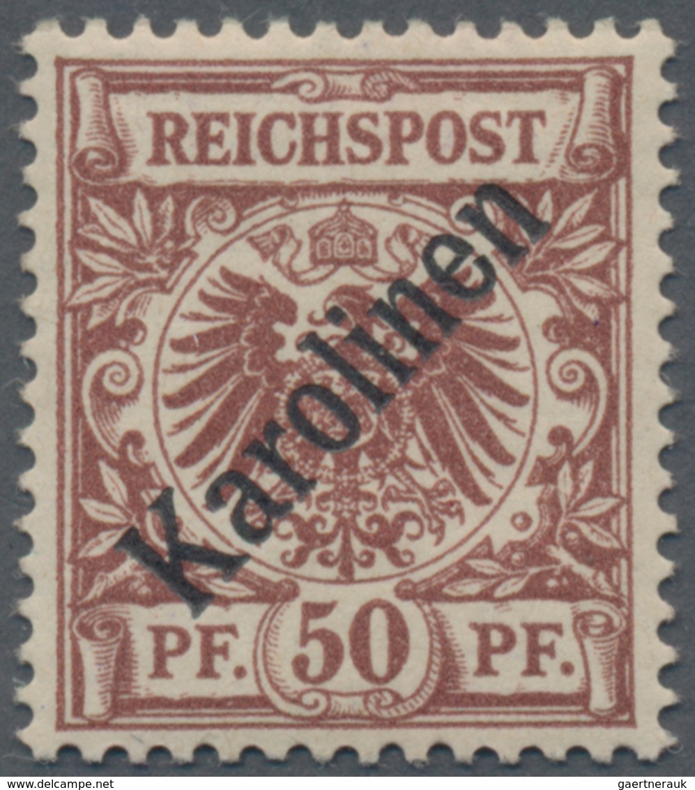 Deutsche Kolonien - Karolinen: 1899, 50 Pf. Lilabraun Mit Diagonalem Aufdruck 'Karolinen' (48°), Ung - Karolinen
