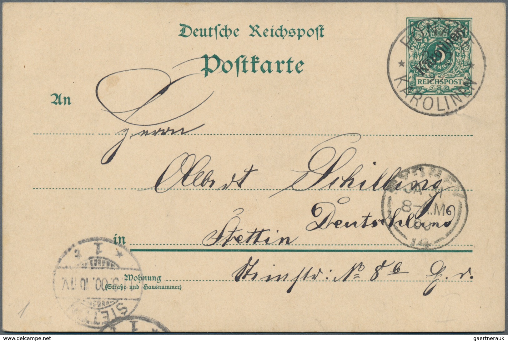 Deutsche Kolonien - Karolinen - Ganzsachen: 1899, Bedarfs- Und Portogerecht Gebrauchte Ganzsachenkar - Karolinen