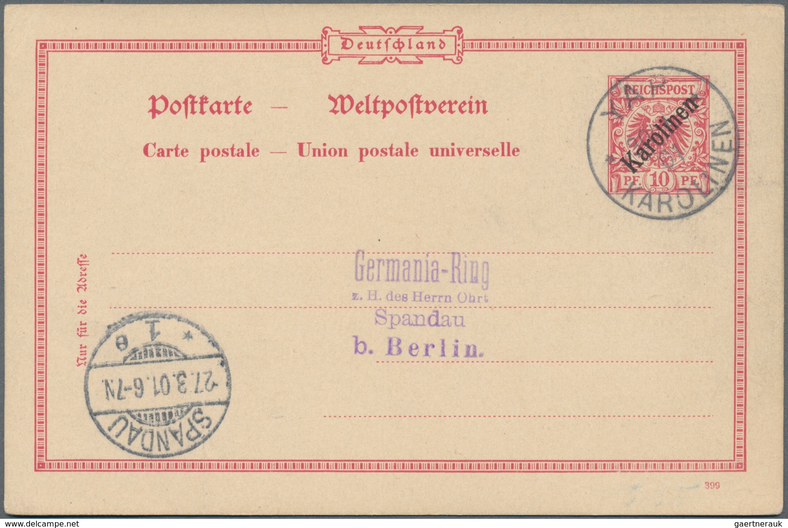 Deutsche Kolonien - Karolinen - Ganzsachen: 1899, Kompletter Gebrauchter Ganzsachenpostkartensatz De - Karolinen