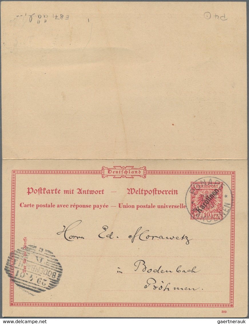 Deutsche Kolonien - Karolinen - Ganzsachen: 1899, kompletter gebrauchter Ganzsachenpostkartensatz de