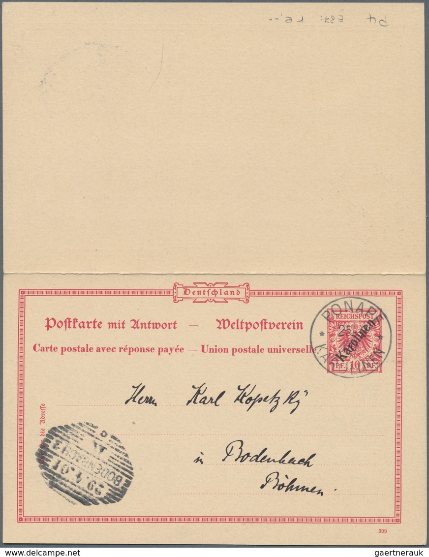 Deutsche Kolonien - Karolinen - Ganzsachen: 1900, Gebrauchte Ganzsachenpostkarte Mit Bezahlter Antwo - Carolinen