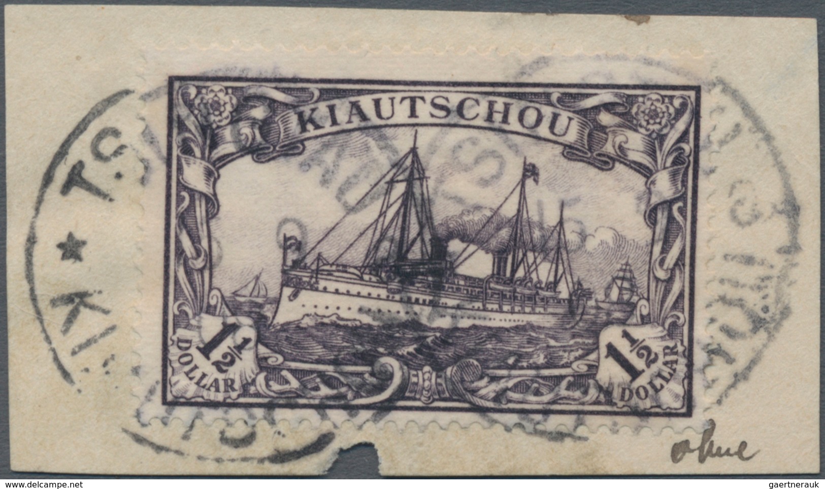 Deutsche Kolonien - Kiautschou: 1905, 1 1/2 $ Kaiseryacht Ohne Wasserzeichen, Zähnung A, Auf Briefst - Kiauchau