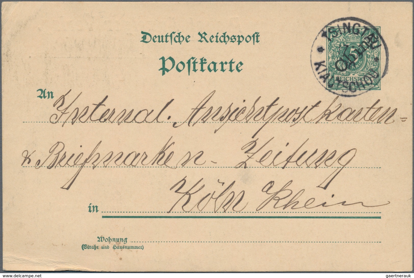 Deutsche Kolonien - Kiautschou - Ganzsachen: 1900, Bedarfs- Und Portogerecht Gebrauchte Ganzsachenpo - Kiautschou