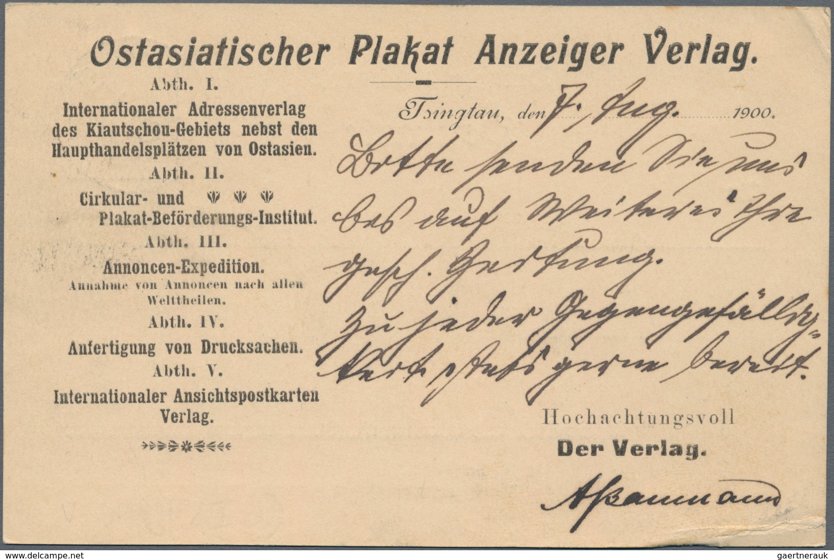 Deutsche Kolonien - Kiautschou - Ganzsachen: 1900, Bedarfs- Und Portogerecht Gebrauchte Ganzsachenpo - Kiauchau