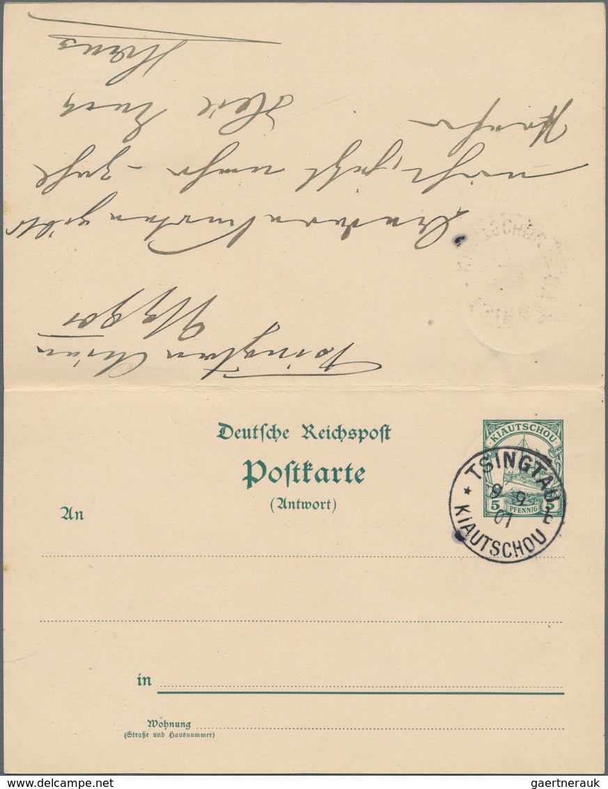 Deutsche Kolonien - Kiautschou - Ganzsachen: 1901, Gebrauchte Ganzsachenpostkarte Mit Bezahlter Antw - Kiaochow