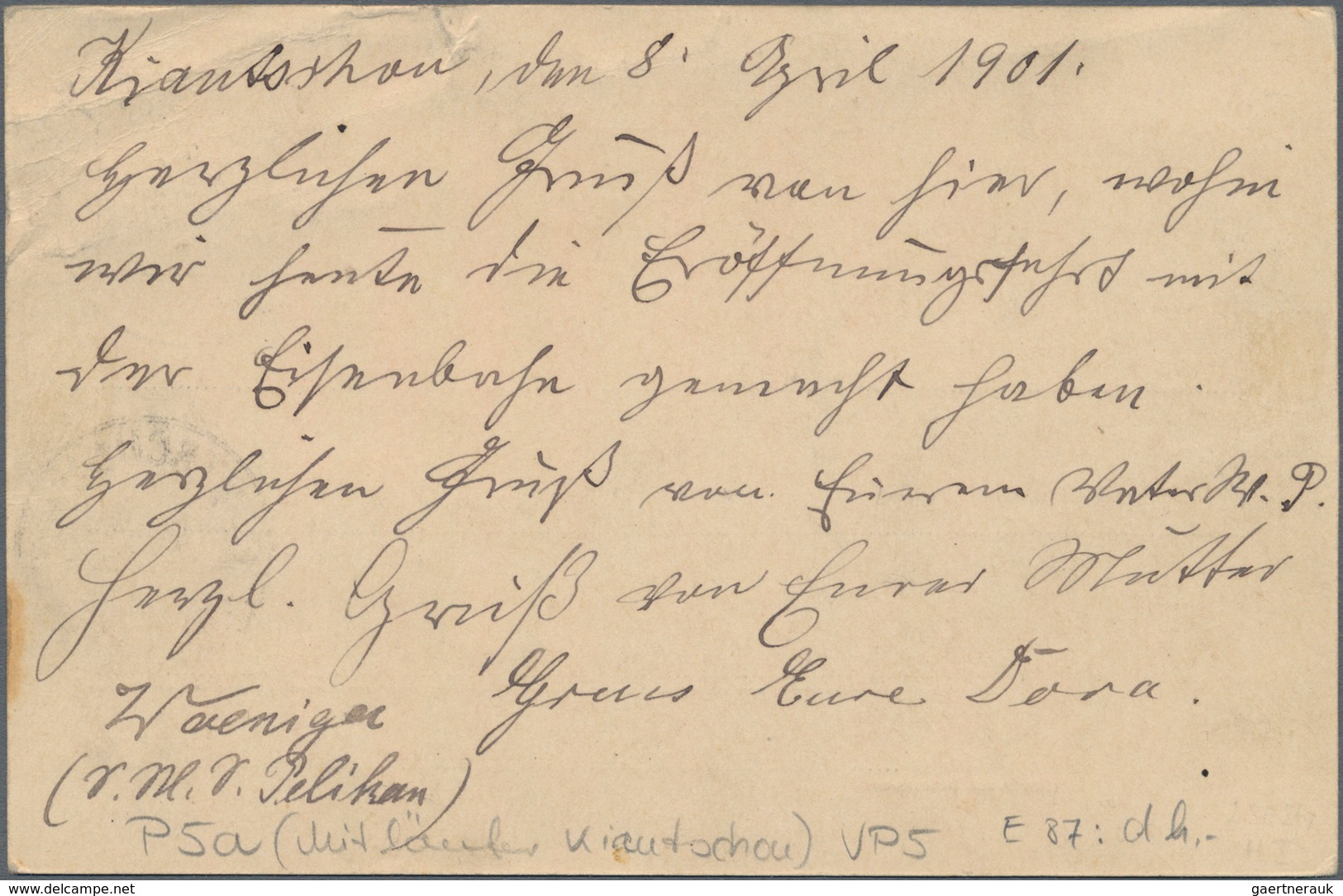 Deutsche Kolonien - Kiautschou - Ganzsachen: 1901, Bedarfs- Und Portogerecht Verwendete Ganzsachenpo - Kiauchau