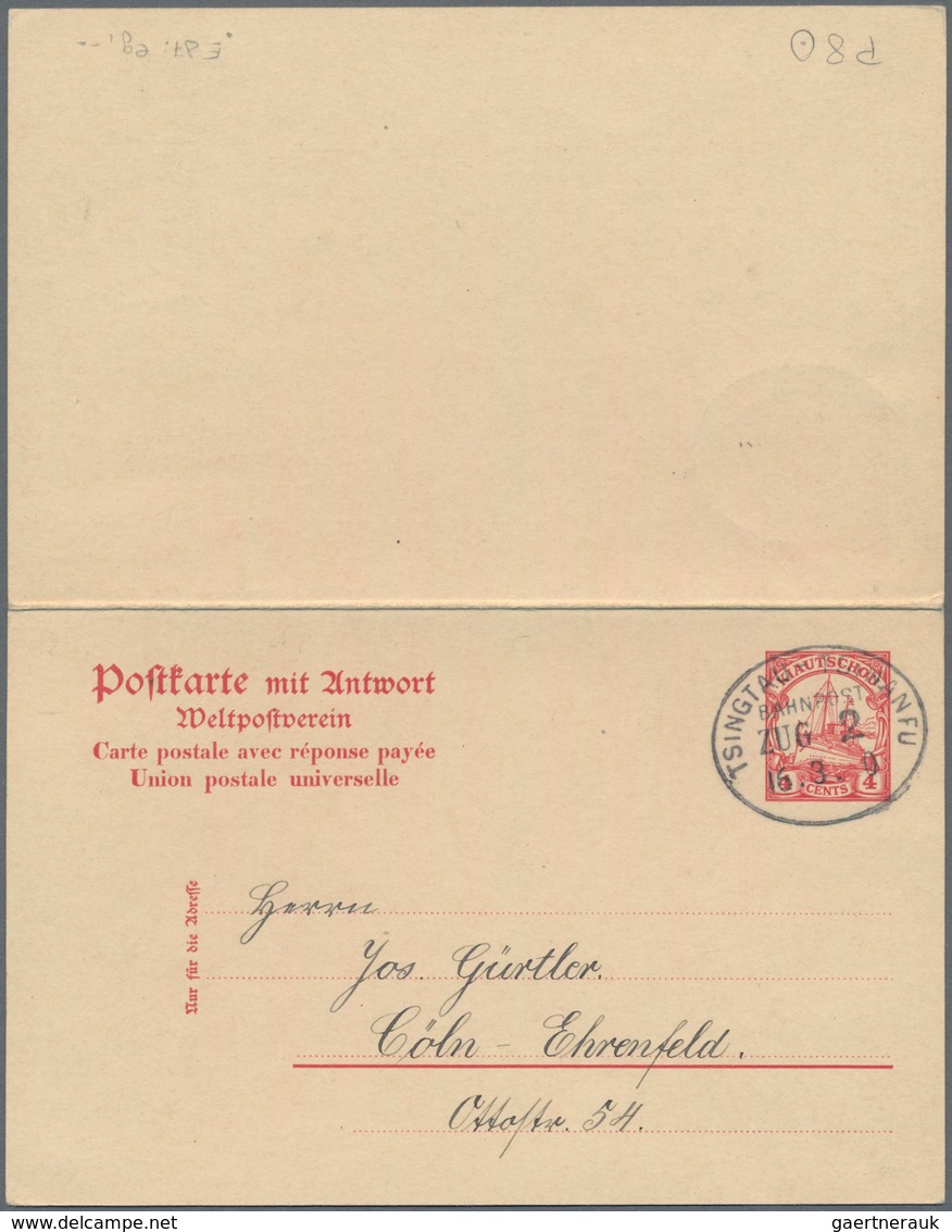 Deutsche Kolonien - Kiautschou - Ganzsachen: 1910, Ganzsachenpostkarte Mit Bezahlter Antwort Mit Wst - Kiautschou