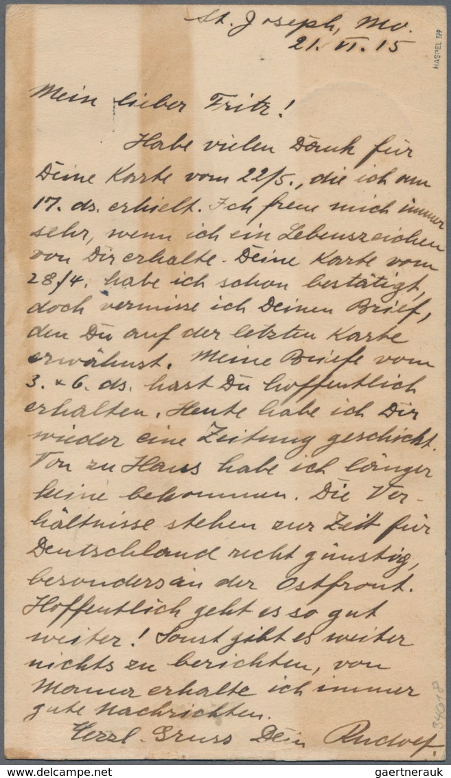 Deutsche Kolonien - Kiautschou - Kriegsgefangenenpost: 1915 22.6. GSK USA 1 C. Karmin Mit Zus. 1 C. - Kiauchau