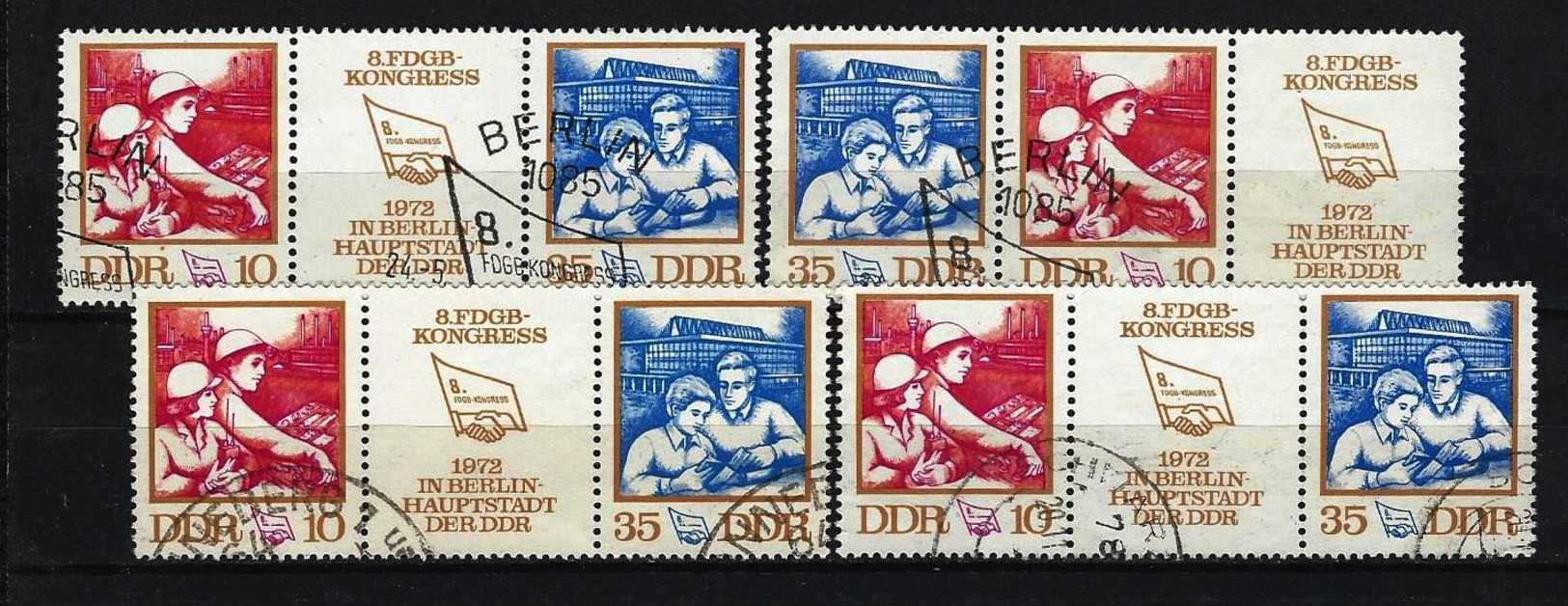 DDR - Mi-Nr. 1761 - 1762 - WZD 266 X 4 - Dreierstreifen Gestempelt - Used Stamps