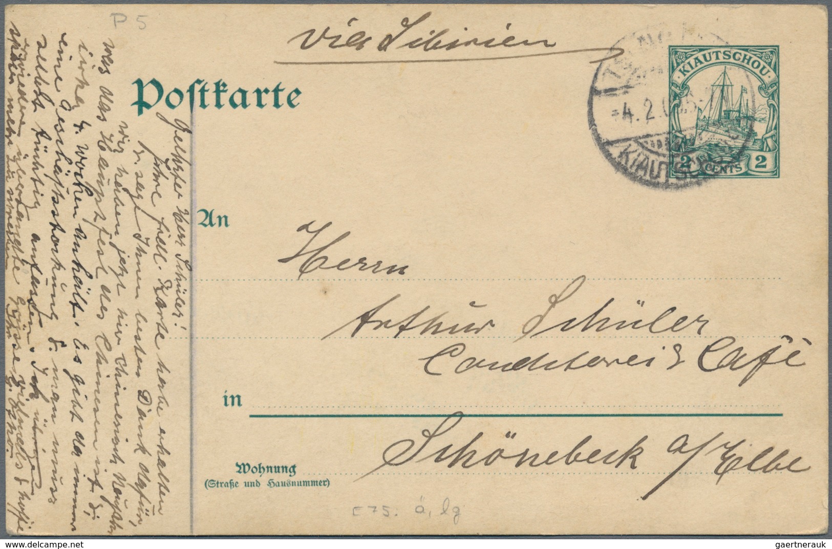 Deutsche Kolonien - Kiautschou - Besonderheiten: 1903/1909, Zwei GA-Karten 5 Pfg. Bzw. 2 Cents In Be - Kiautschou