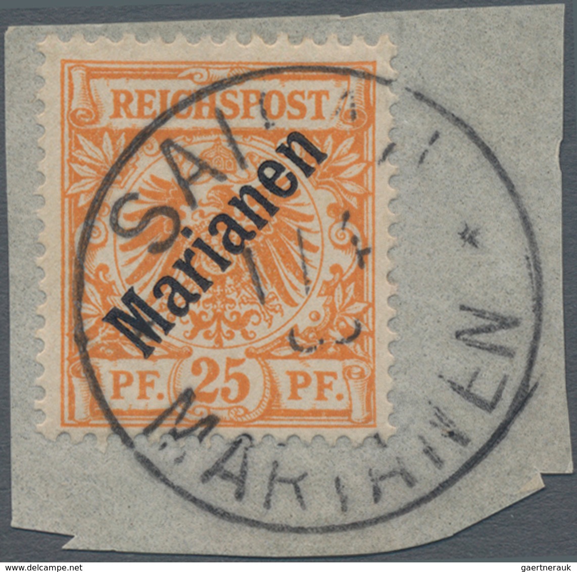 Deutsche Kolonien - Marianen: 1899, 25 Pfennig Krone/Adler Mit Aufdruck "Marianen"auf Briefstück Mit - Marianen